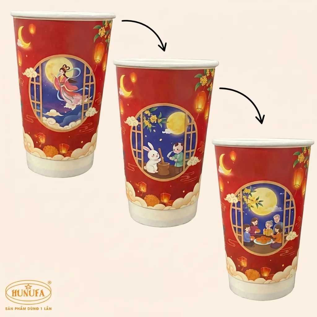 Ly giấy xoay - Kết hợp in ấn Trung Thu