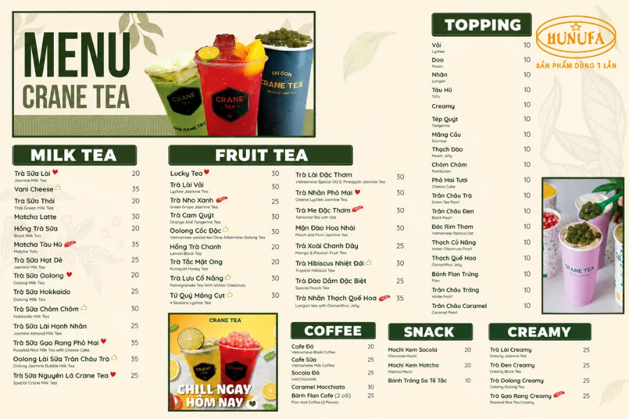 Review menu trà sữa Crane Tea - Hương vị trà sữa mới lạ thu hút giới trẻ