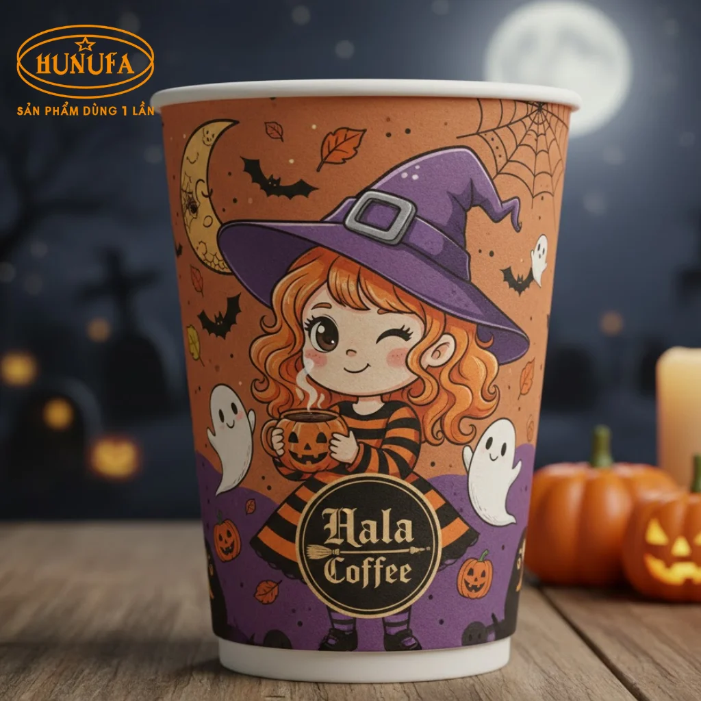 Ly giấy Halloween dùng một lần đa dạng mẫu mã ưa chuộng 2025