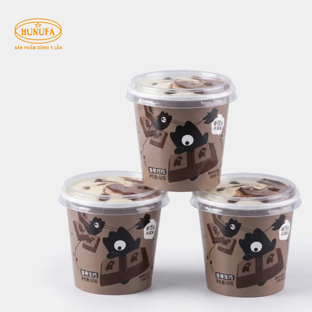 mẫu ly giấy đựng kem tươi đẹp mắt cho quán kem, trà sữa