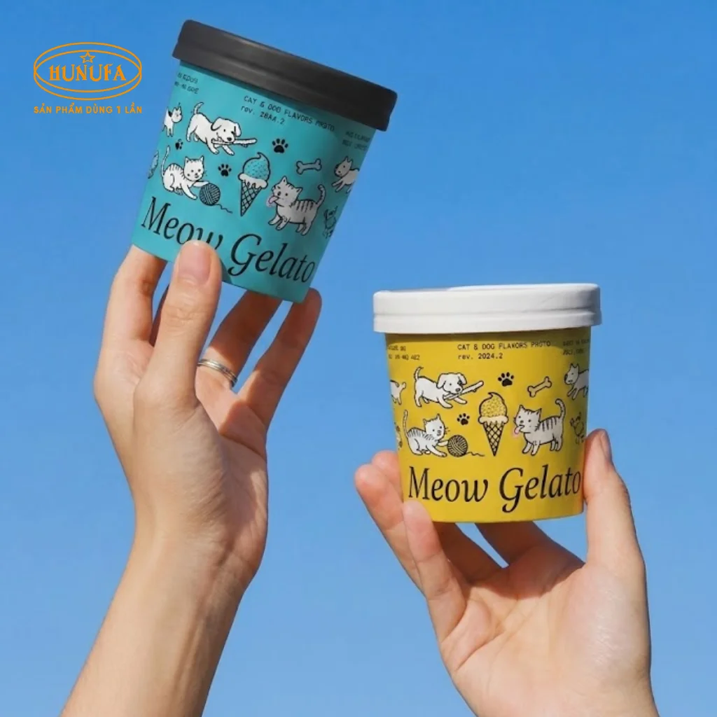 mẫu ly giấy đựng kem tươi đẹp mắt cho quán kem, trà sữa
