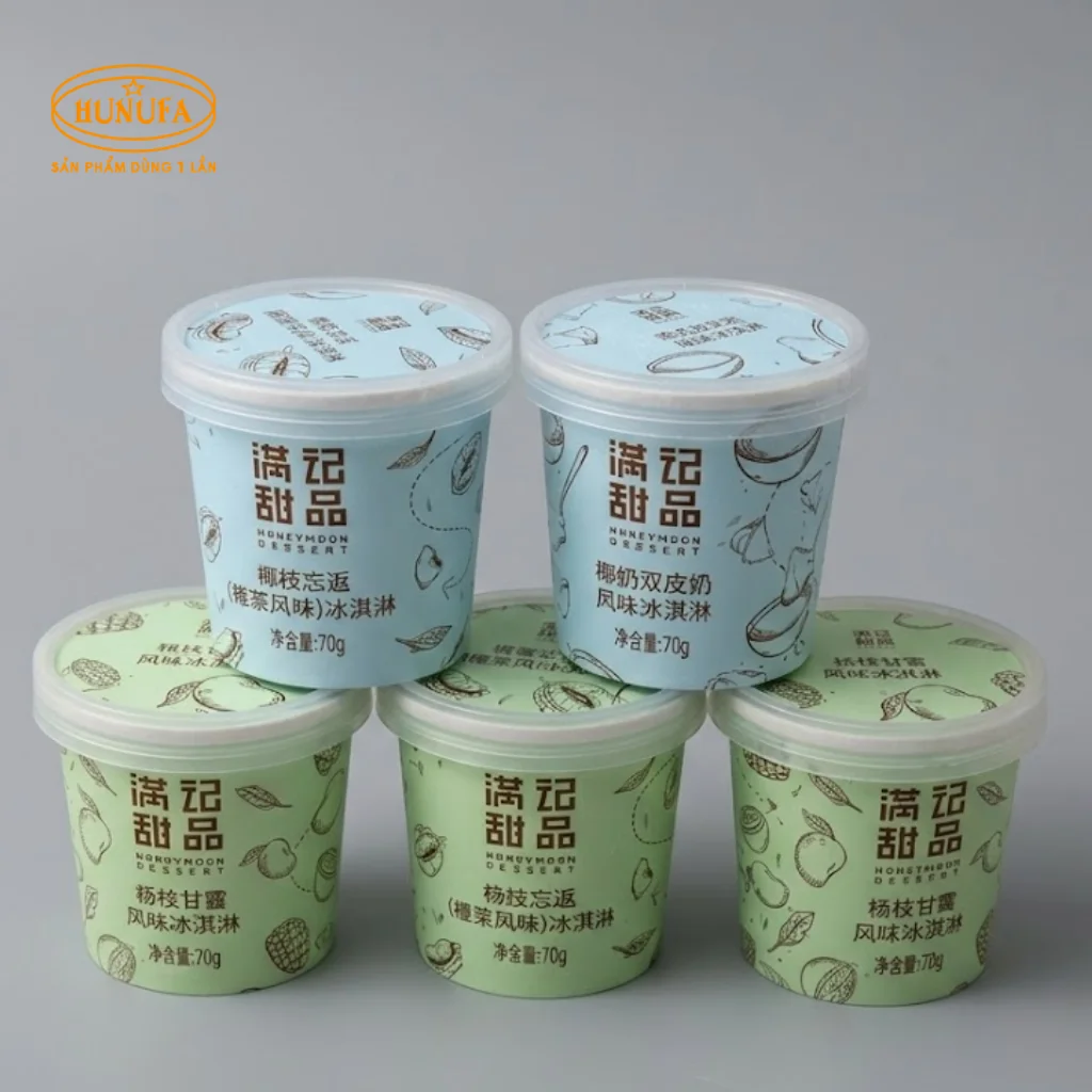 mẫu ly giấy đựng kem tươi đẹp mắt cho quán kem, trà sữa