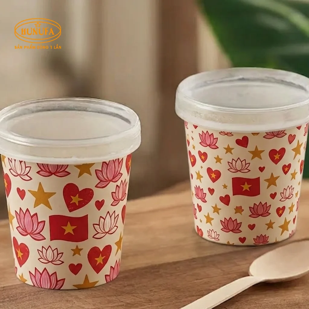 mẫu ly giấy đựng kem tươi đẹp mắt cho quán kem, trà sữa