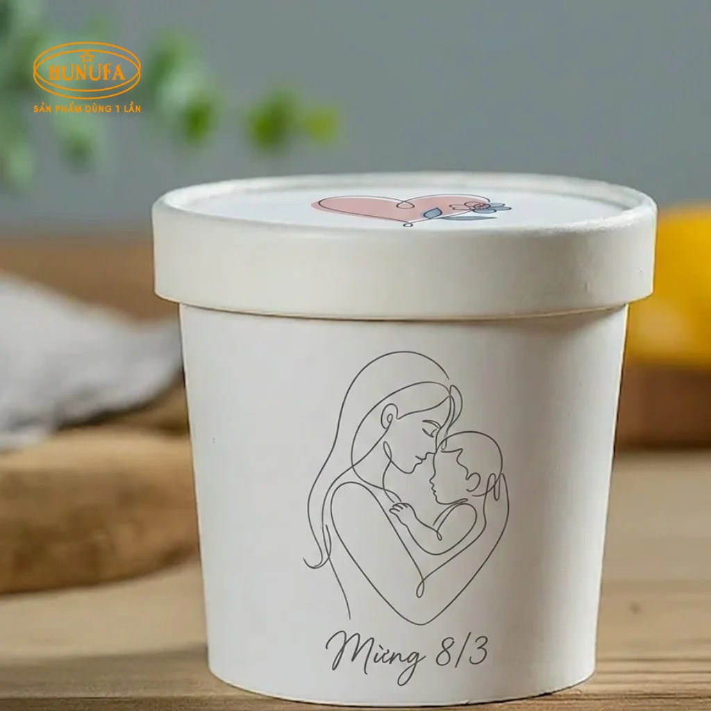 mẫu ly giấy đựng kem tươi đẹp mắt cho quán kem, trà sữa