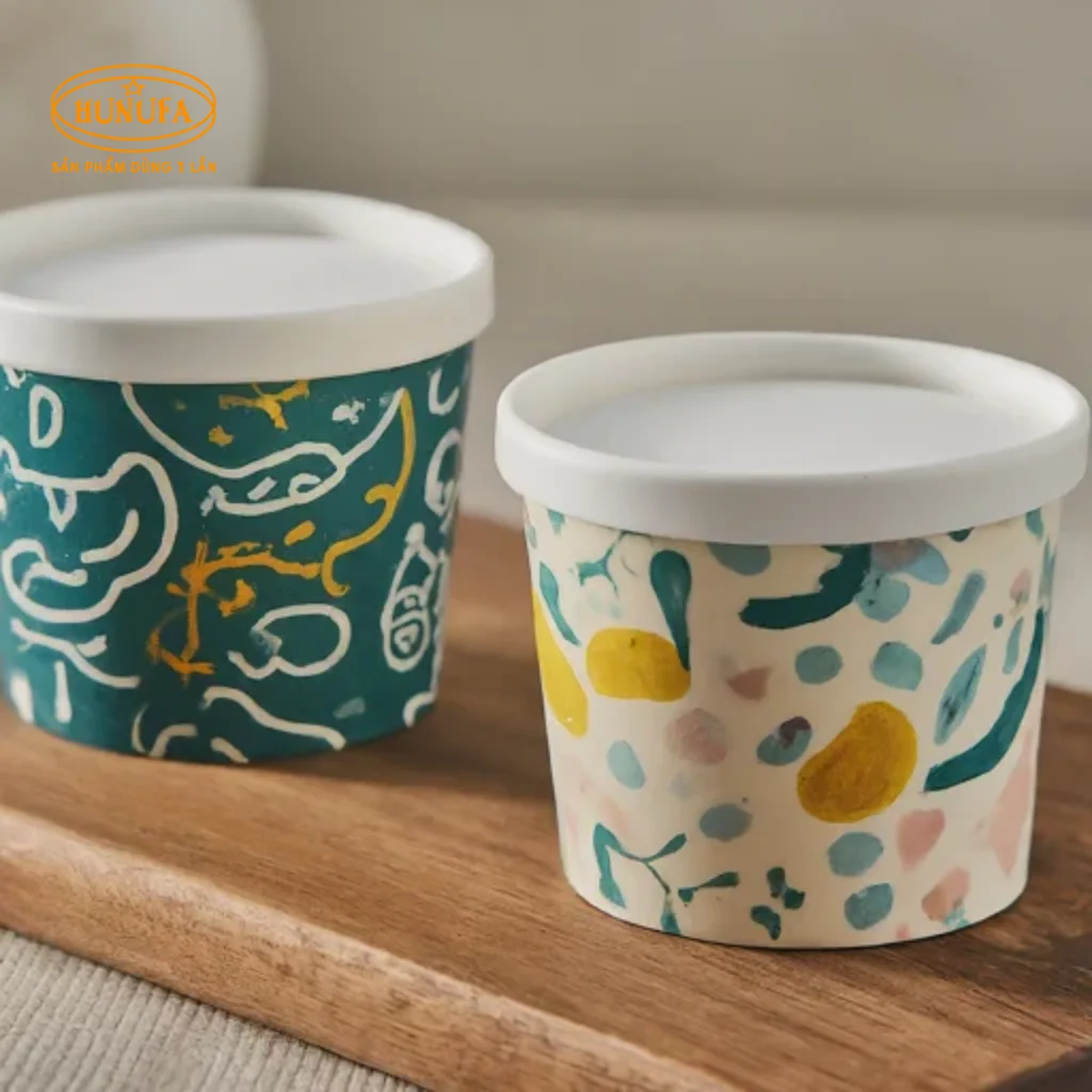 mẫu ly giấy đựng kem tươi đẹp mắt cho quán kem, trà sữa
