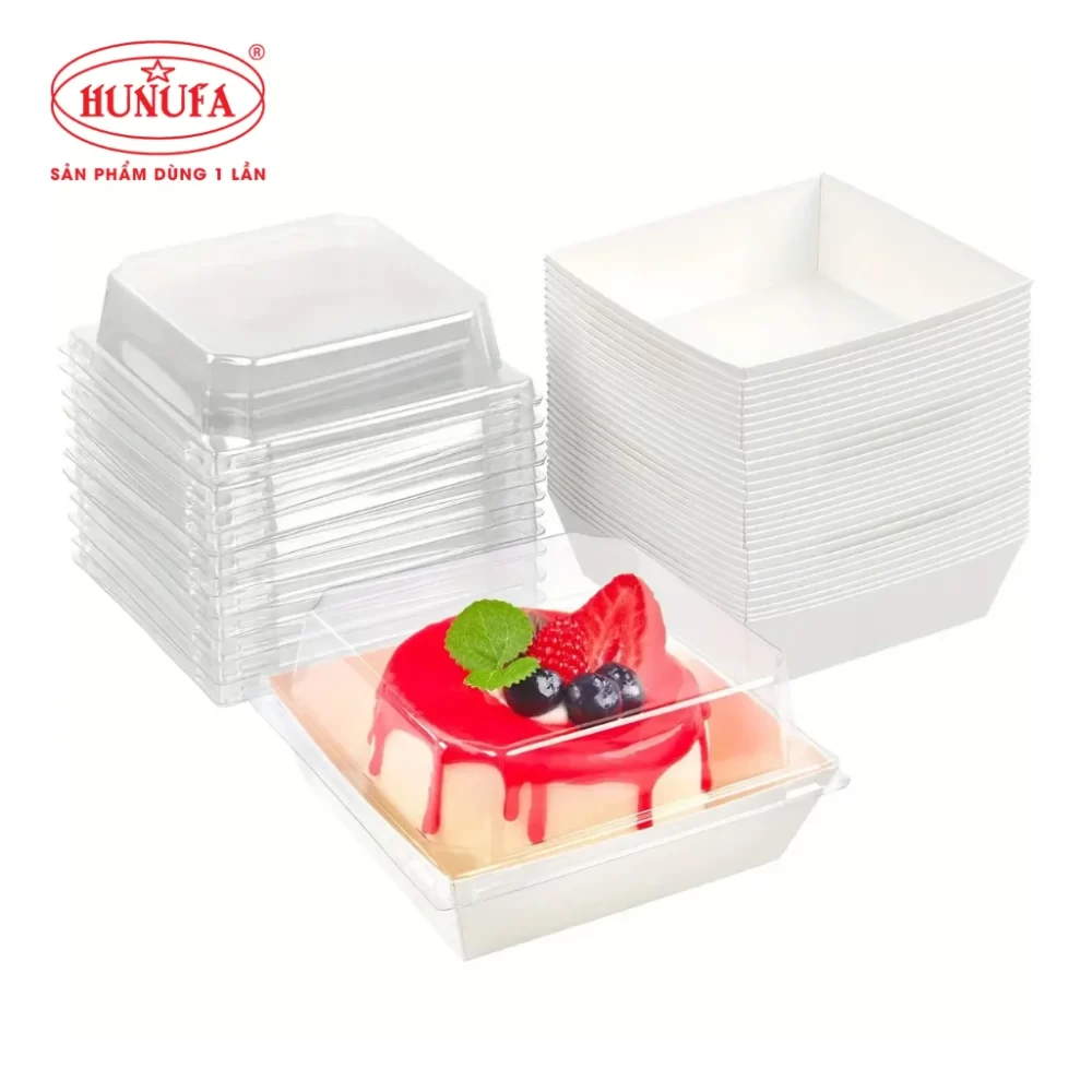 Hộp giấy vuông kraft nắp trong đựng bánh chất lượng giá tốt