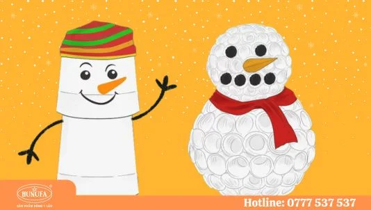 cách làm người tuyết bằng ly nhựa