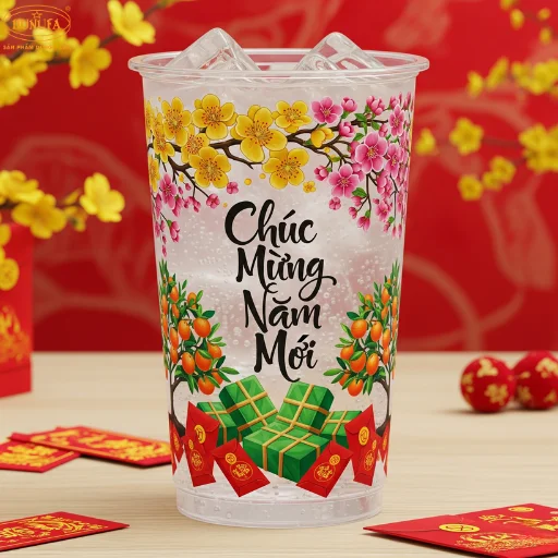 mẫu ly nhựa tết