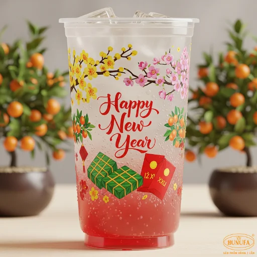 mẫu ly nhựa tết