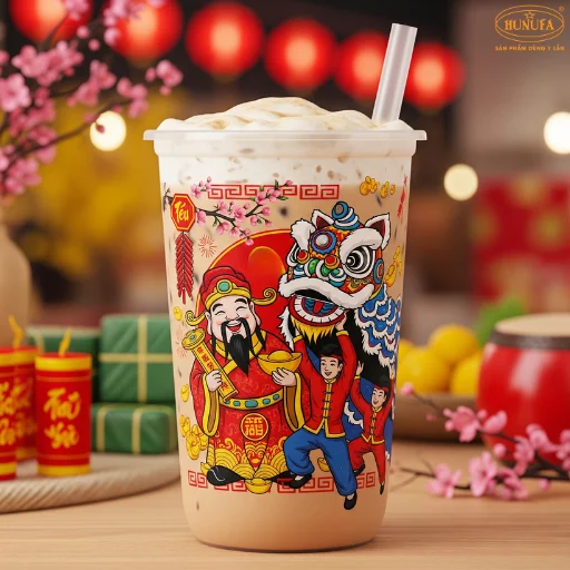 mẫu ly nhựa tết