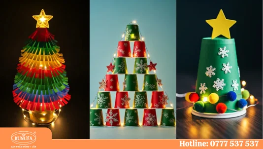 5 cách làm cây thông Noel bằng ly giấy đơn giản dùng trang trí