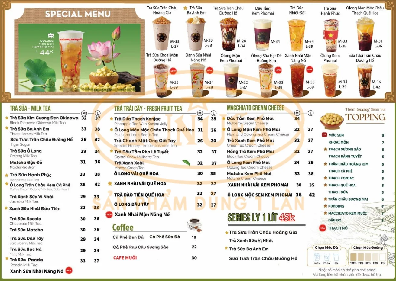 Giá 1 cốc TocoToco là bao nhiêu? Khám phá menu đa dạng