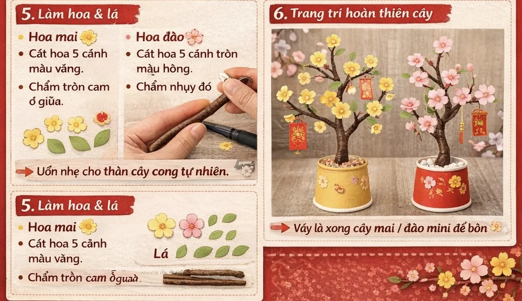 Ý tưởng làm đồ trang trí tết 2026 bằng ly giấy 