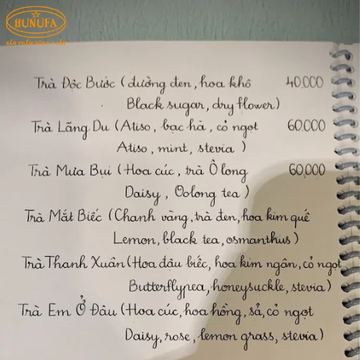 mẫu thực đơn quán cà phê