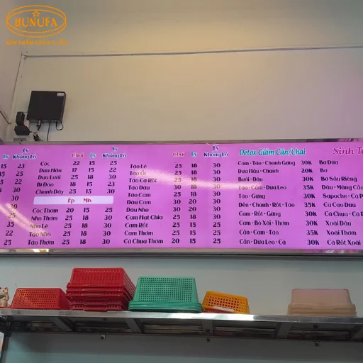 mẫu menu nước ép trái cây