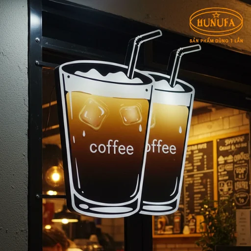 bảng hiệu hình ly cafe