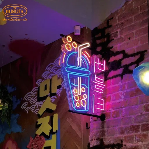 bảng hiệu hình ly trà sữa