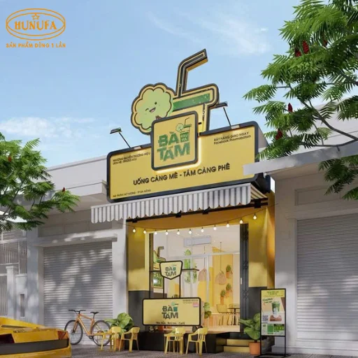 bảng hiệu hình ly trà sữa