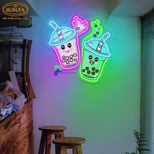 bảng hiệu hình ly trà sữa