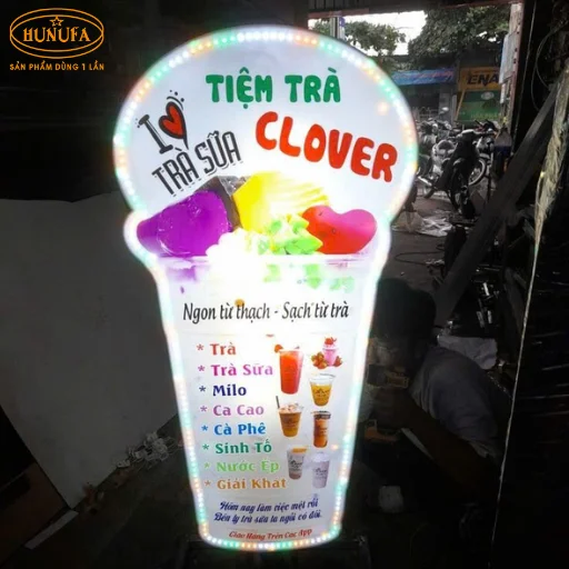 bảng hiệu hình ly trà sữa