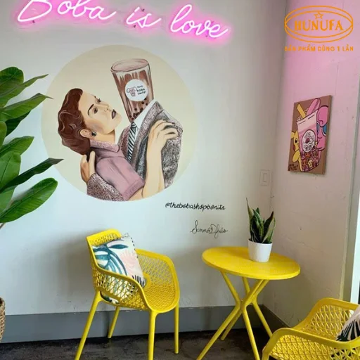 bảng hiệu hình ly trà sữa