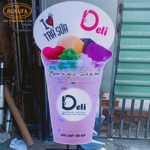 bảng hiệu hình ly trà sữa
