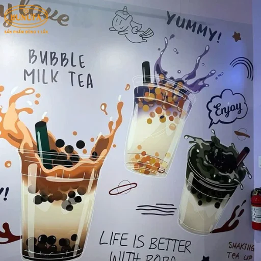 bảng hiệu hình ly trà sữa