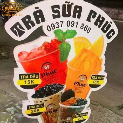 bảng hiệu hình ly trà sữa