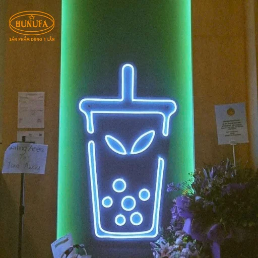 bảng hiệu hình ly trà sữa