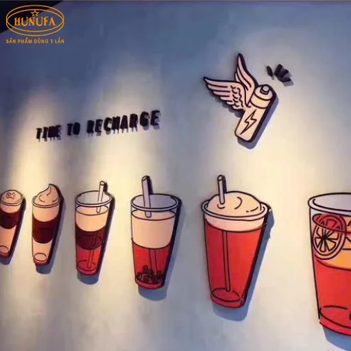 bảng hiệu hình ly trà sữa