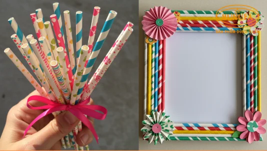 Cách làm khung ảnh bằng ống hút dùng trang trí cực đơn giản