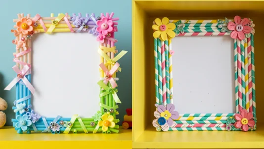 Cách làm khung ảnh bằng ống hút dùng trang trí cực đơn giản