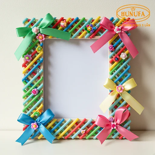 Cách làm khung ảnh bằng ống hút dùng trang trí cực đơn giản