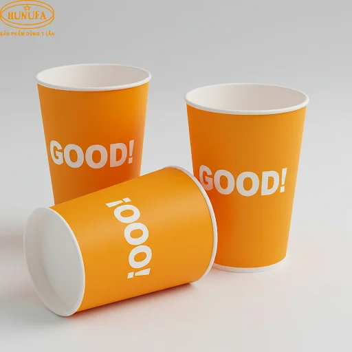 Ly giấy màu cam/ Cốc giấy màu cam in logo theo yêu cầu