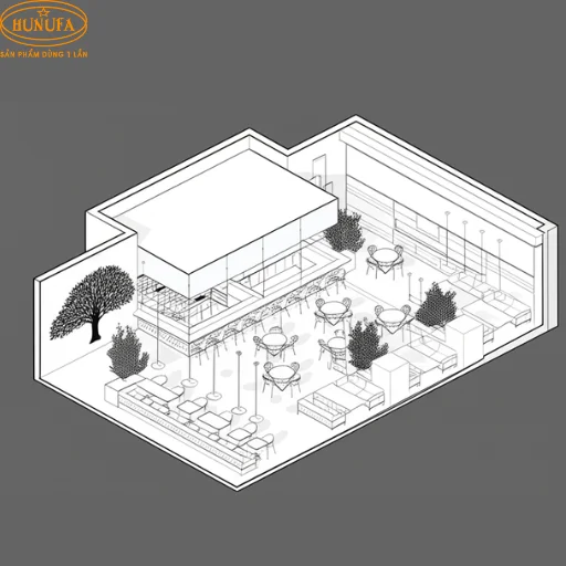 Mô hình quán cafe nhỏ đẹp, mẫu thiết kế 40m2 giá rẻ, trang trí đơn giản