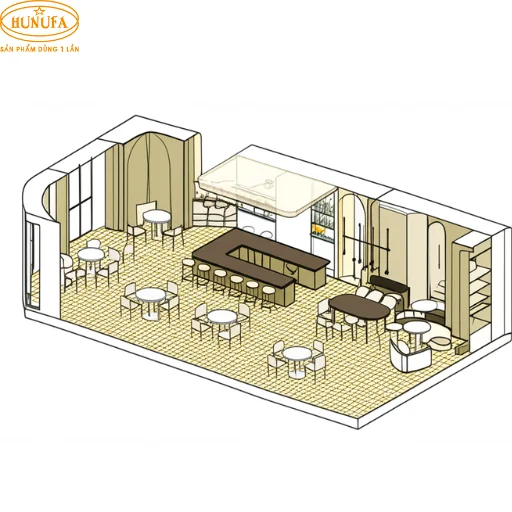 Mô hình quán cafe nhỏ đẹp, mẫu thiết kế 40m2 giá rẻ, trang trí đơn giản