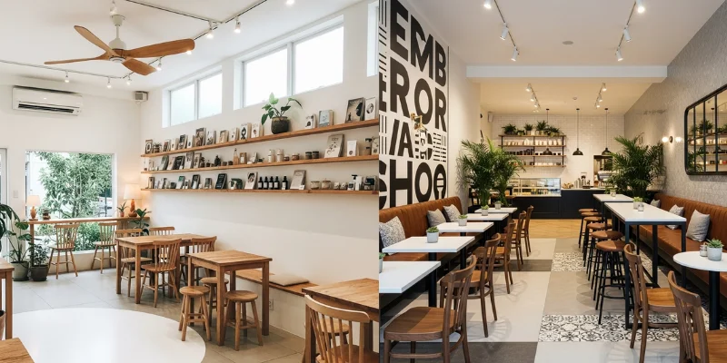 Mô hình quán cafe nhỏ đẹp, mẫu thiết kế 40m2 giá rẻ, trang trí đơn giản