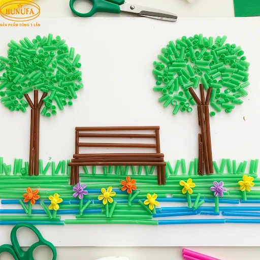 Bộ tranh sáng tạo từ ống hút đẹp, đầy sắc màu