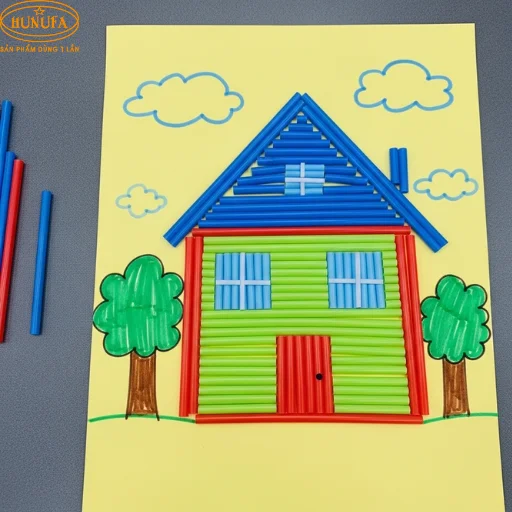 Bộ tranh sáng tạo từ ống hút đẹp, đầy sắc màu