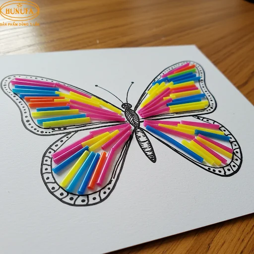 Bộ tranh sáng tạo từ ống hút đẹp, đầy sắc màu