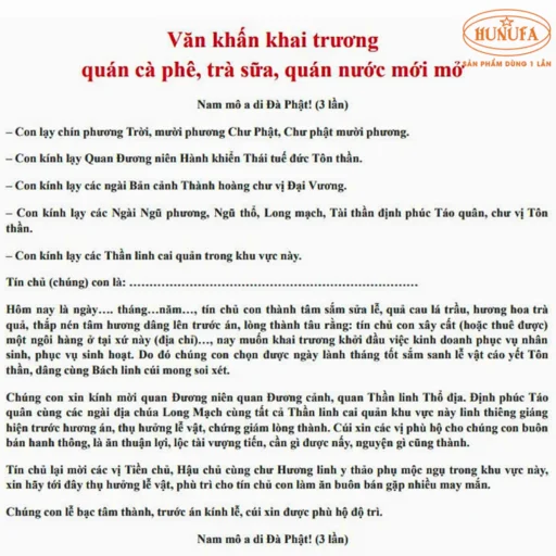 Văn khấn khai trương quán nước, quán cà phê, trà sữa