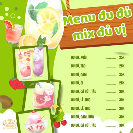 Menu các loại nước ép trái cây mix ngon, phù hợp kinh doanh