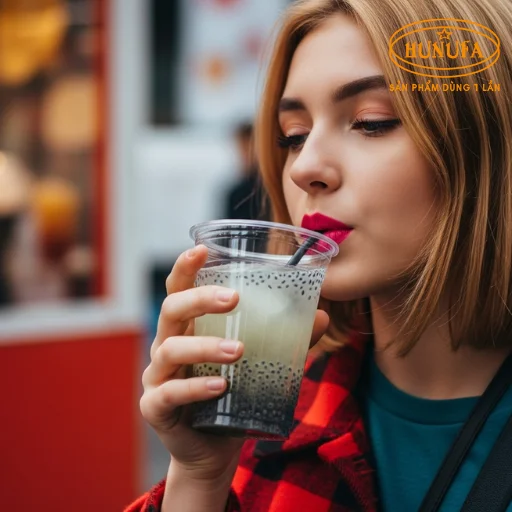 Hình ảnh ly trà bí đao hạt chia