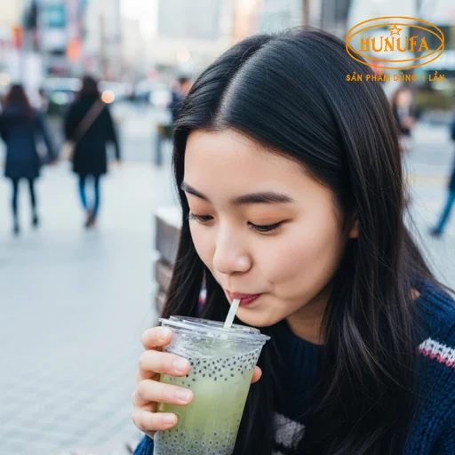 Hình ảnh ly trà bí đao hạt chia