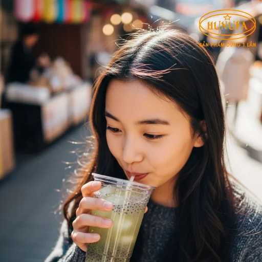 Hình ảnh ly trà bí đao hạt chia