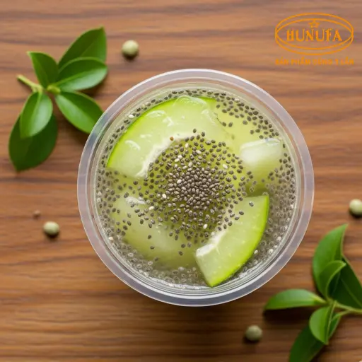 Hình ảnh ly trà bí đao hạt chia