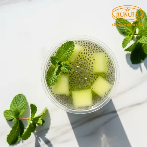 Hình ảnh ly trà bí đao hạt chia