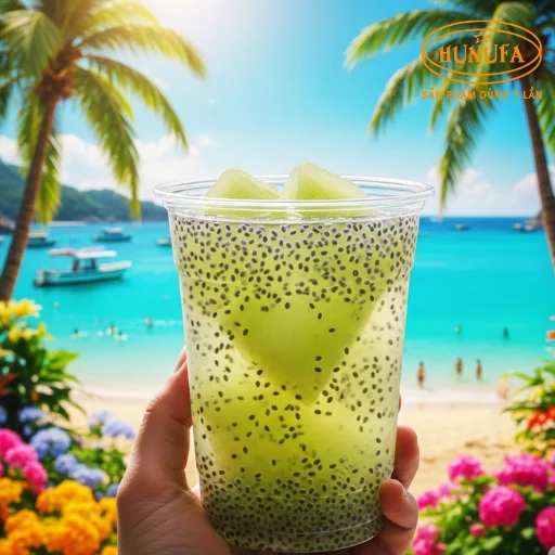 Hình ảnh ly trà bí đao hạt chia 