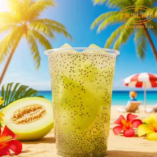 Hình ảnh ly trà bí đao hạt chia