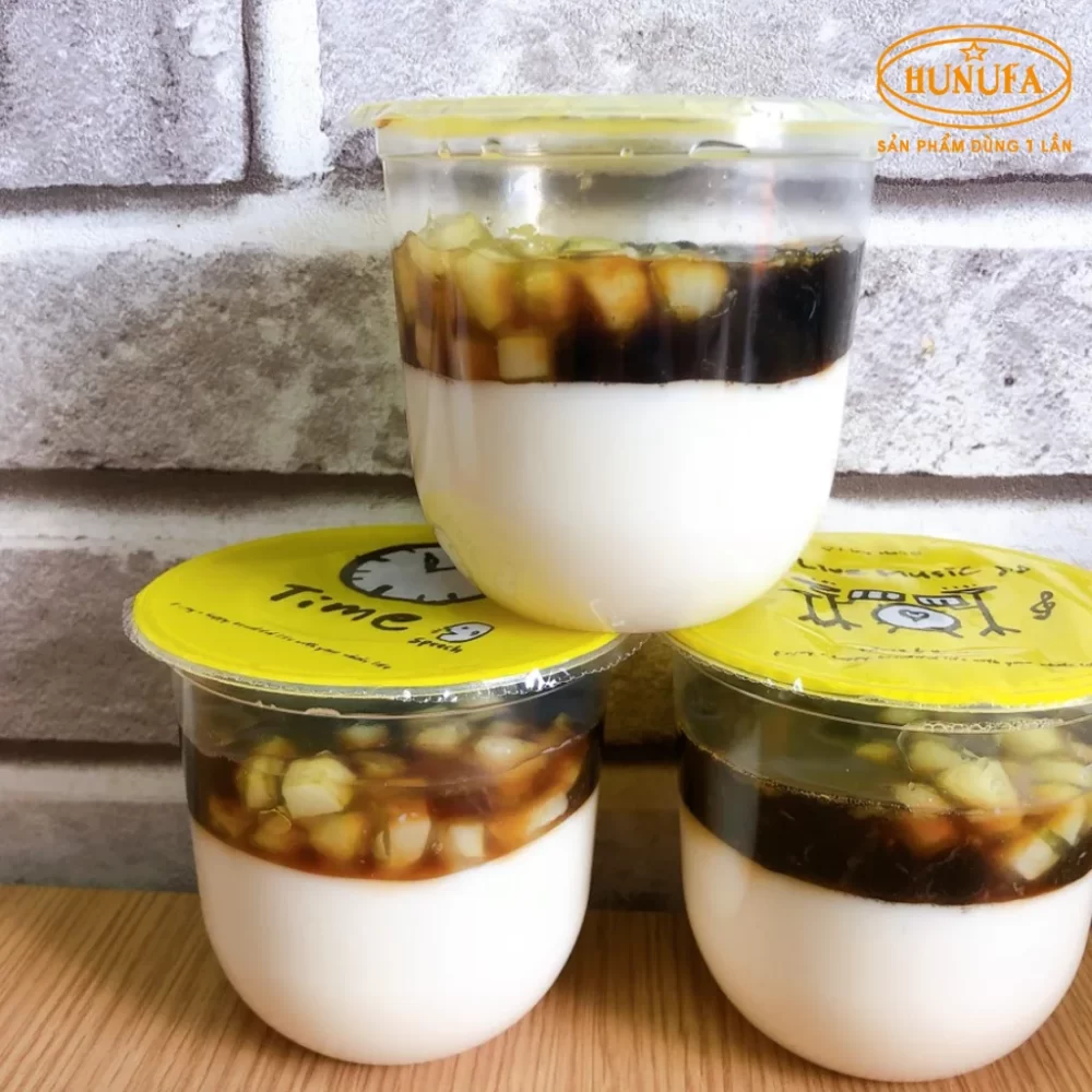 Cốc đựng tàu hũ trân châu đường đen có nắp, giá tốt